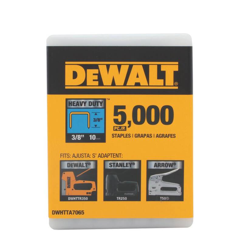 Grapadora de martillo resistente DEWALT y grapas de 3/8 in de alta resistencia (paquete de 5000) - DWHTTH450TA7065