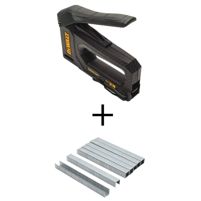 Grapadora/Taladradora de Fibra de Carbono DEWALT y Grapas de 3/8 pulgadas de uso rudo (paquete de 5000) - DWHT80276W7065