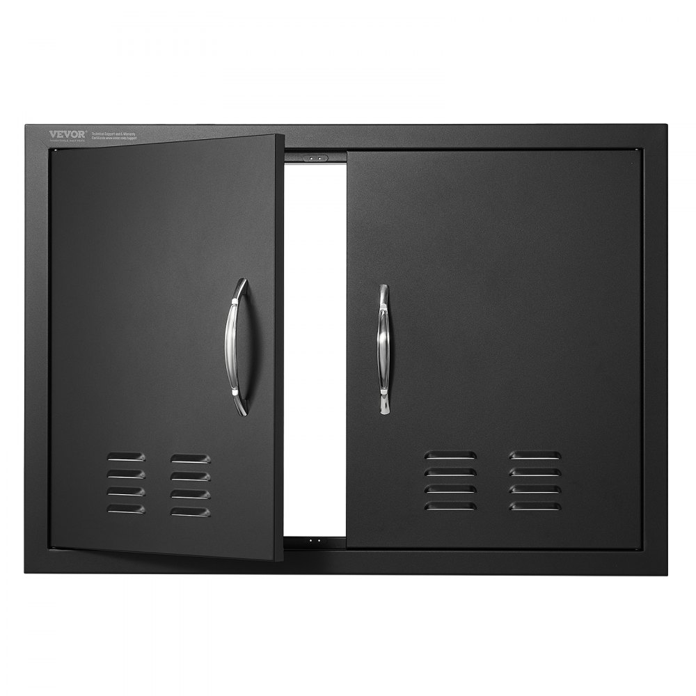 VEVOR BBQ Access Door, 30W x 21H Inch Double Outdoor Kitchen Door, Cold Plate Flush Mount Door, Wall Vertical Door with Handles and Ventss, for BBQ Island, Grilling Station, Outside Cabinet - SMMBSCJMHS30RL2L0V0