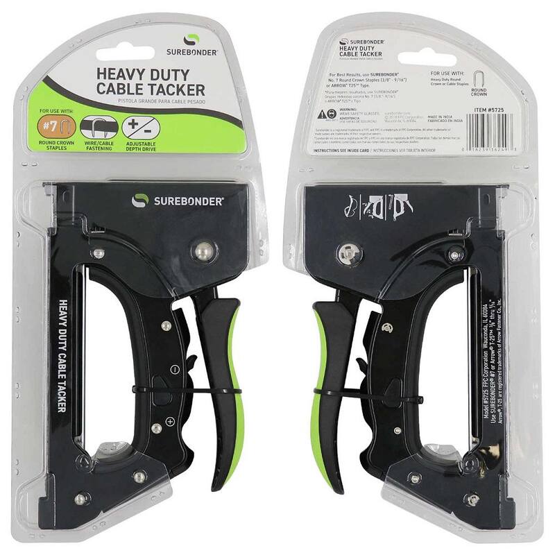 Clavador de cable Surebonder Heavy-Duty Manual Staple Gun con grapas (paquete de 7) - 5725/55716-5A