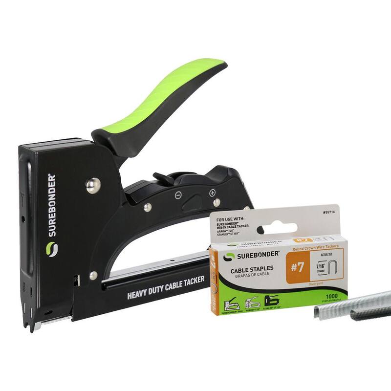 Clavador de cable Surebonder Heavy-Duty Manual Staple Gun con grapas (paquete de 7) - 5725/55716-5A