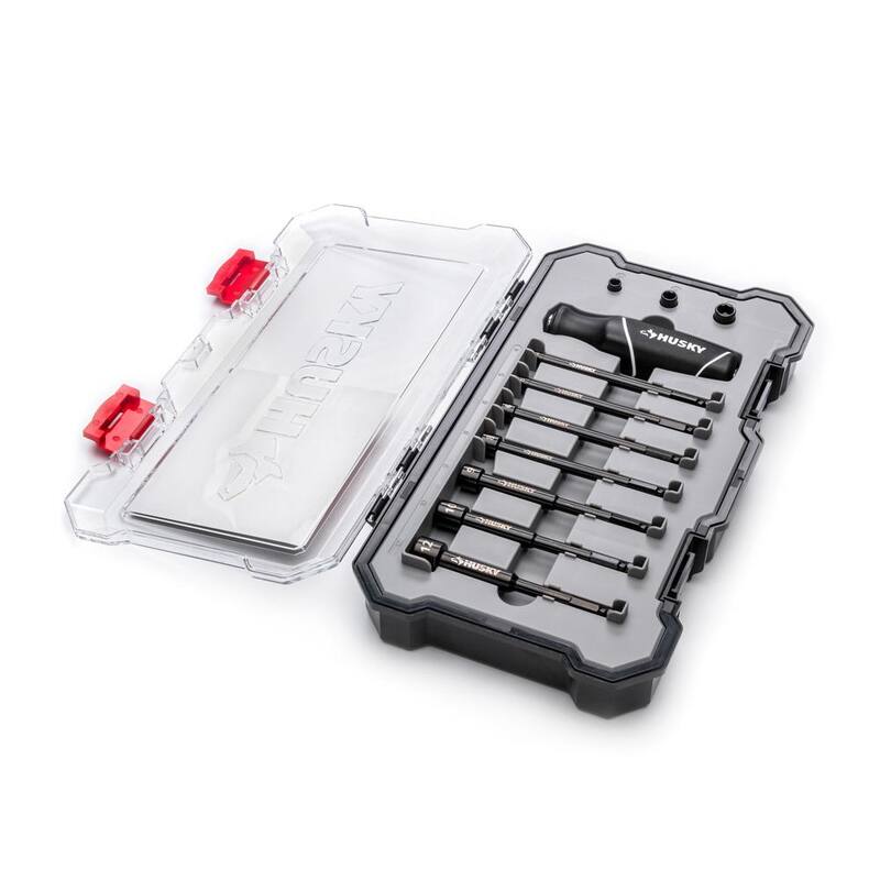 Juego de dados intercambiables Husky BITE métricos listos para impacto con mango de agarre acolchado (10 piezas) - HBND10PCM