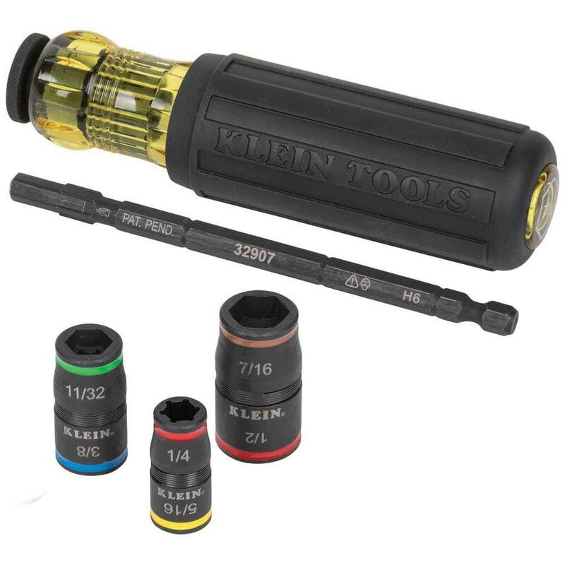 Juego de 7 en 1 de impacto para sockets con mango de Klein Tools, juego de sockets de impacto hexagonal (32900R) - 32900R