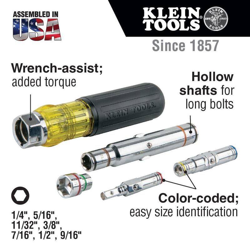 Juego de destornillador de tuercas múltiple de servicio pesado 7 en 1 de Klein Tools - 32807MAGSEN