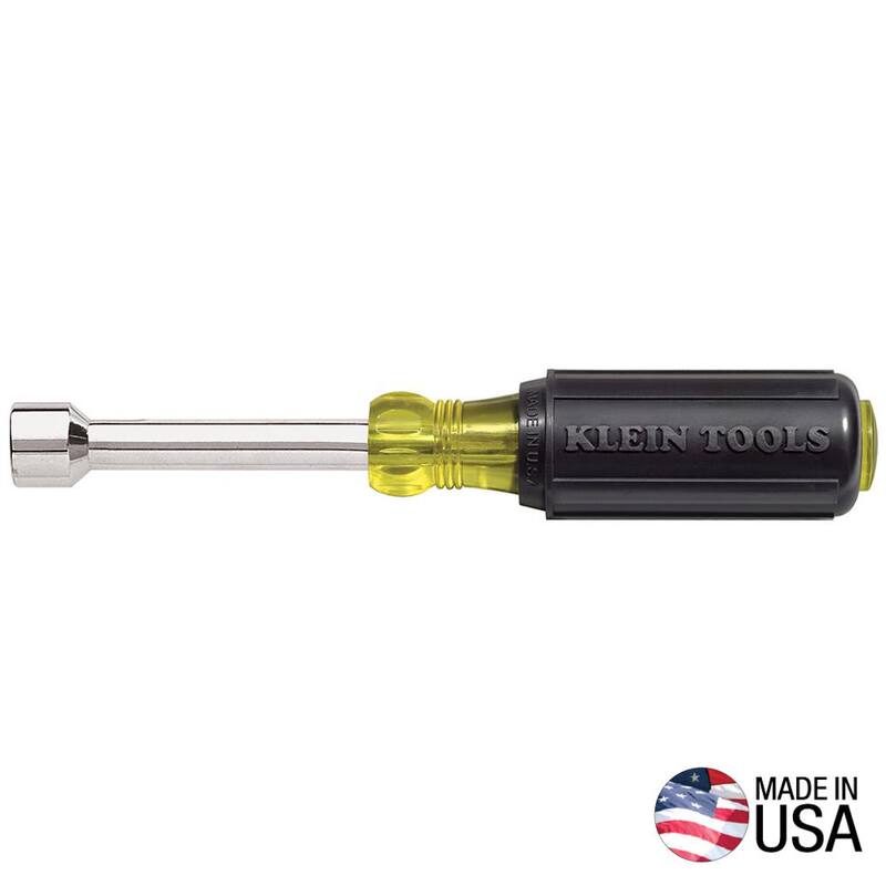 Llave de tuercas de 5/16 pulgadas de Klein Tools con eje hueco de 3 pulgadas - Mango con agarre acolchonado - 630-5/16