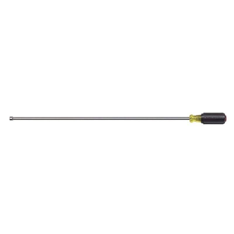 Herramienta de conducción de tuerca con punta magnética súper larga de 1/4 de pulgada de Klein Tools con eje hueco de 18 pulgadas - mango con agarre acolchado - 618-1/4M