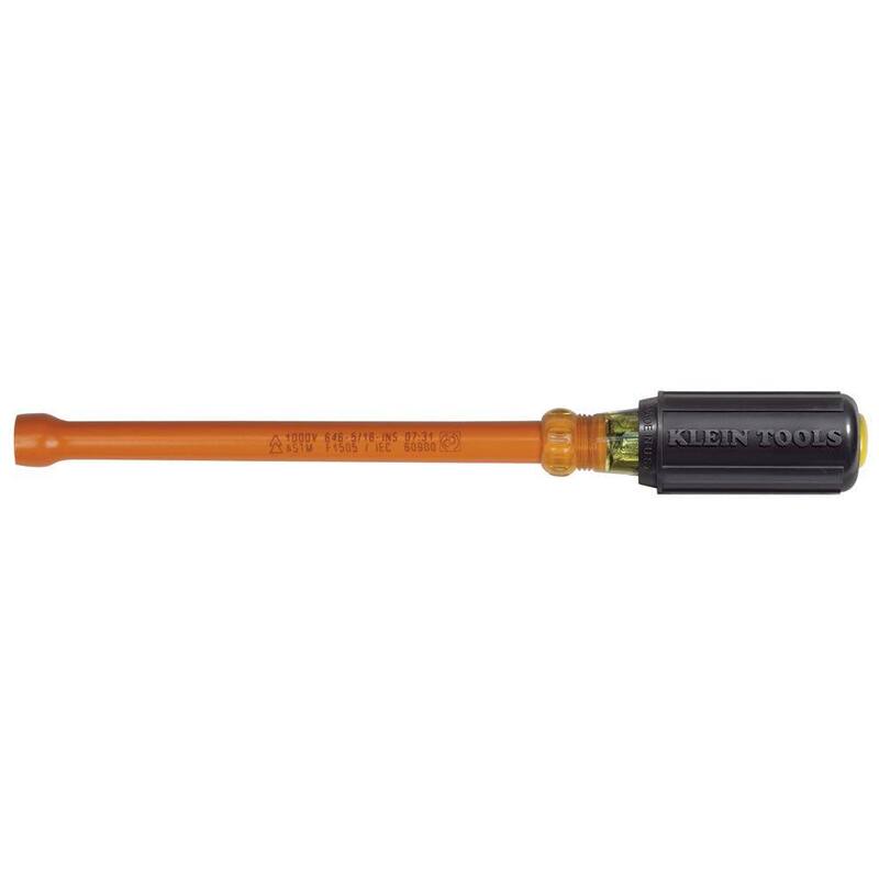 Llave para tuercas aislada de 5/16 pulgadas con eje hueco de 6 pulgadas y mango con agarre acolchonado - 646-5/16-INS