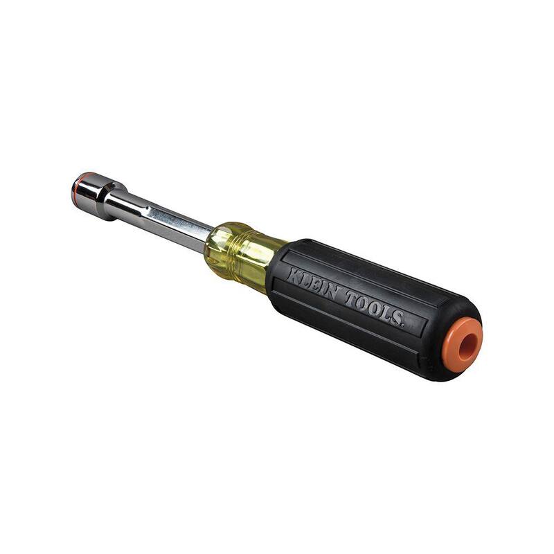 Klein Tools 9/16 pulgadas. Conductor de tuerca con punta magnética de servicio pesado y eje hueco de 4 pulgadas - mango acolchado con agarre suave - 635-9/16