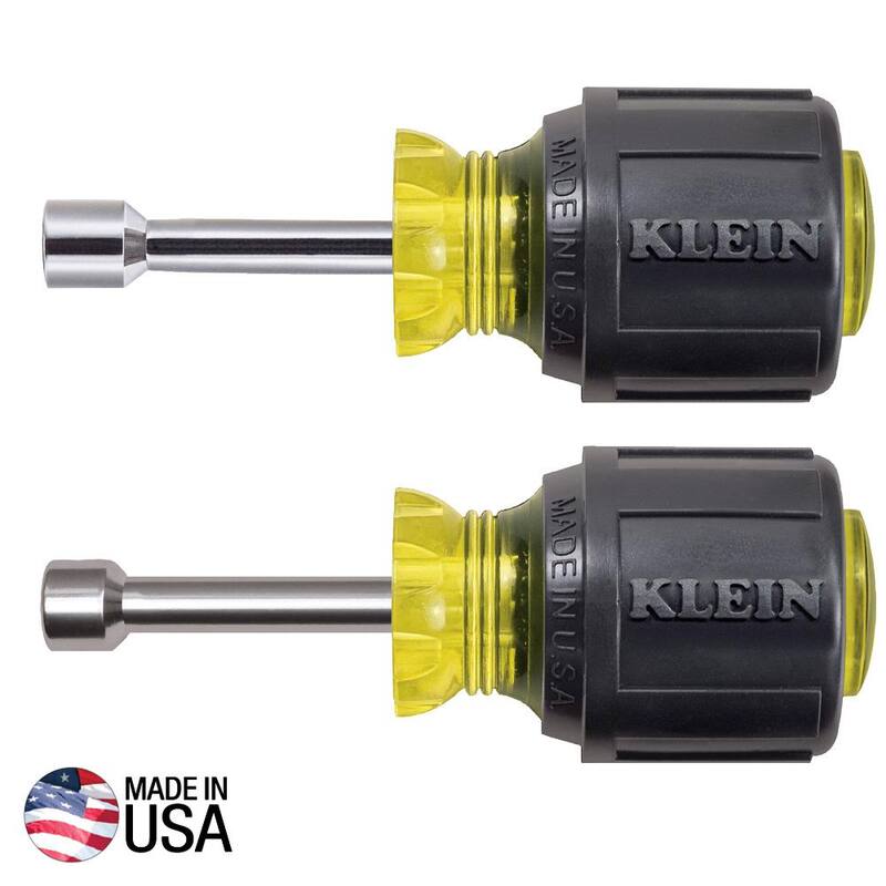 Juego de 2 Destornilladores para Tuercas Cortos de Klein Tools - Mangos con Agarre Acolchonado - 610