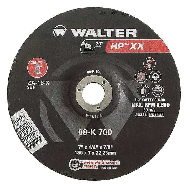 Rueda de Esmerilado de Centro Deprimido Walter Surface Technologies, Tipo 28, 0.25 pulgadas de Grosor, Alúmina de Circonio - 08K701.