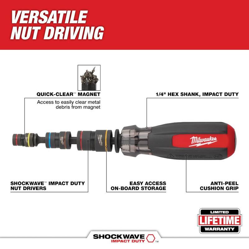 Milwaukee Multi-Nut Driver con Impacto SHOCKWAVE y Puntas Magnéticas para Dados - 48-22-2921