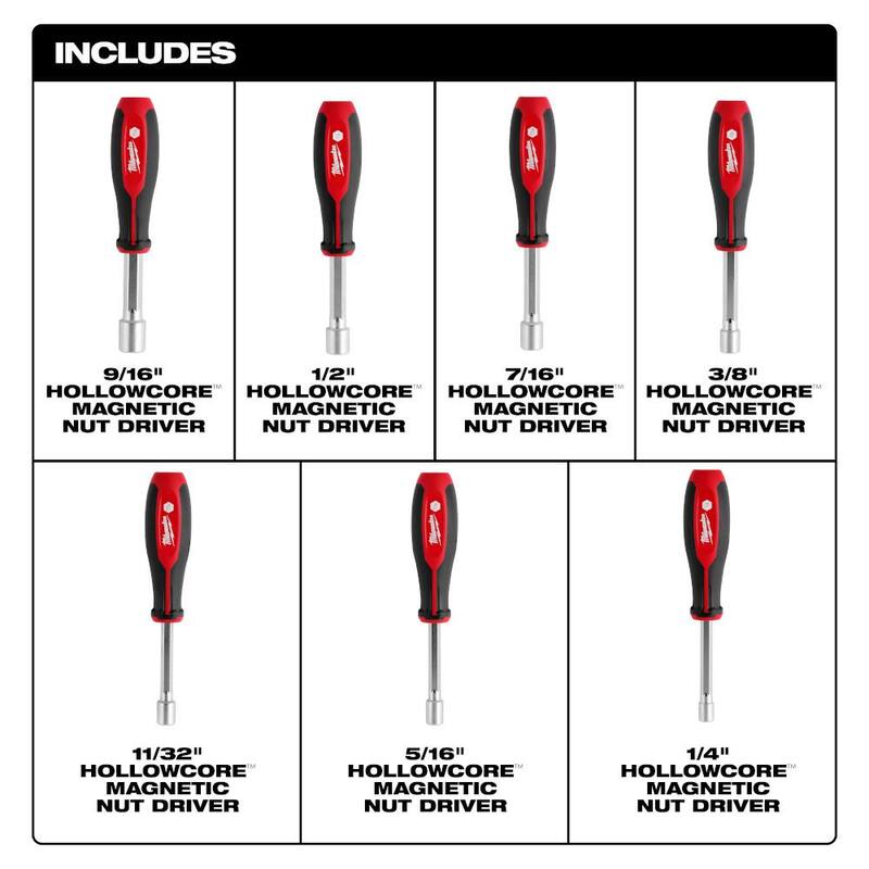 Set de 7 llaves para tuercas HollowCore en medidas SAE de Milwaukee - 48-22-2447