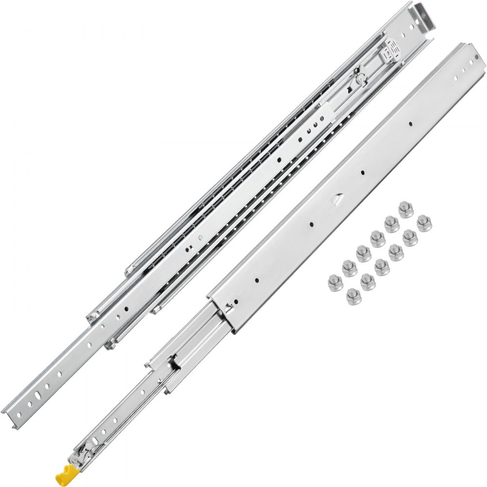 VEVOR Heavy Duty Drawer Slides 60" Length, Locking Drawer Slides 500lbs Load Capacity Long Full Extension Drawer Slide 1 Pair Side Mount Ball Bearing Drawer Glides Push to Open Drawer Runners Rail - CTDG60YC500B00001V0