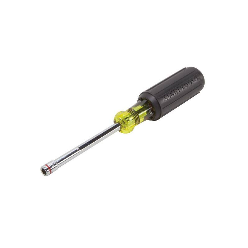 1/4 pulgadas Llave de tuerca con punta magnética de alta resistencia de Klein Tools con eje hueco de 4 pulgadas - Mango con agarre acolchado - 635-1/4