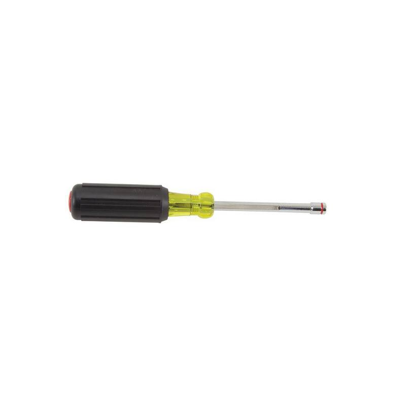 1/4 pulgadas Llave de tuerca con punta magnética de alta resistencia de Klein Tools con eje hueco de 4 pulgadas - Mango con agarre acolchado - 635-1/4