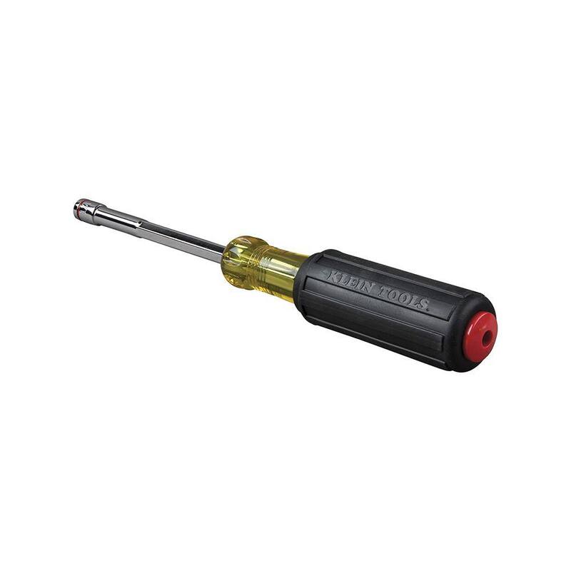 1/4 pulgadas Llave de tuerca con punta magnética de alta resistencia de Klein Tools con eje hueco de 4 pulgadas - Mango con agarre acolchado - 635-1/4