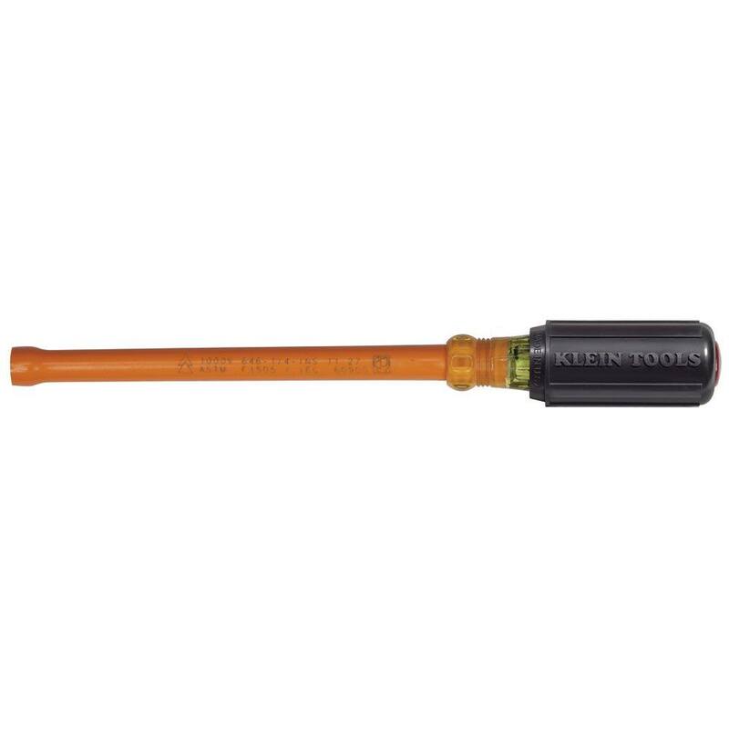 Herramienta para tuercas aislada de 1/4 de pulgada con eje hueco de 6 pulgadas y mango ergonómico con agarre acolchonado - 646-1/4-INS