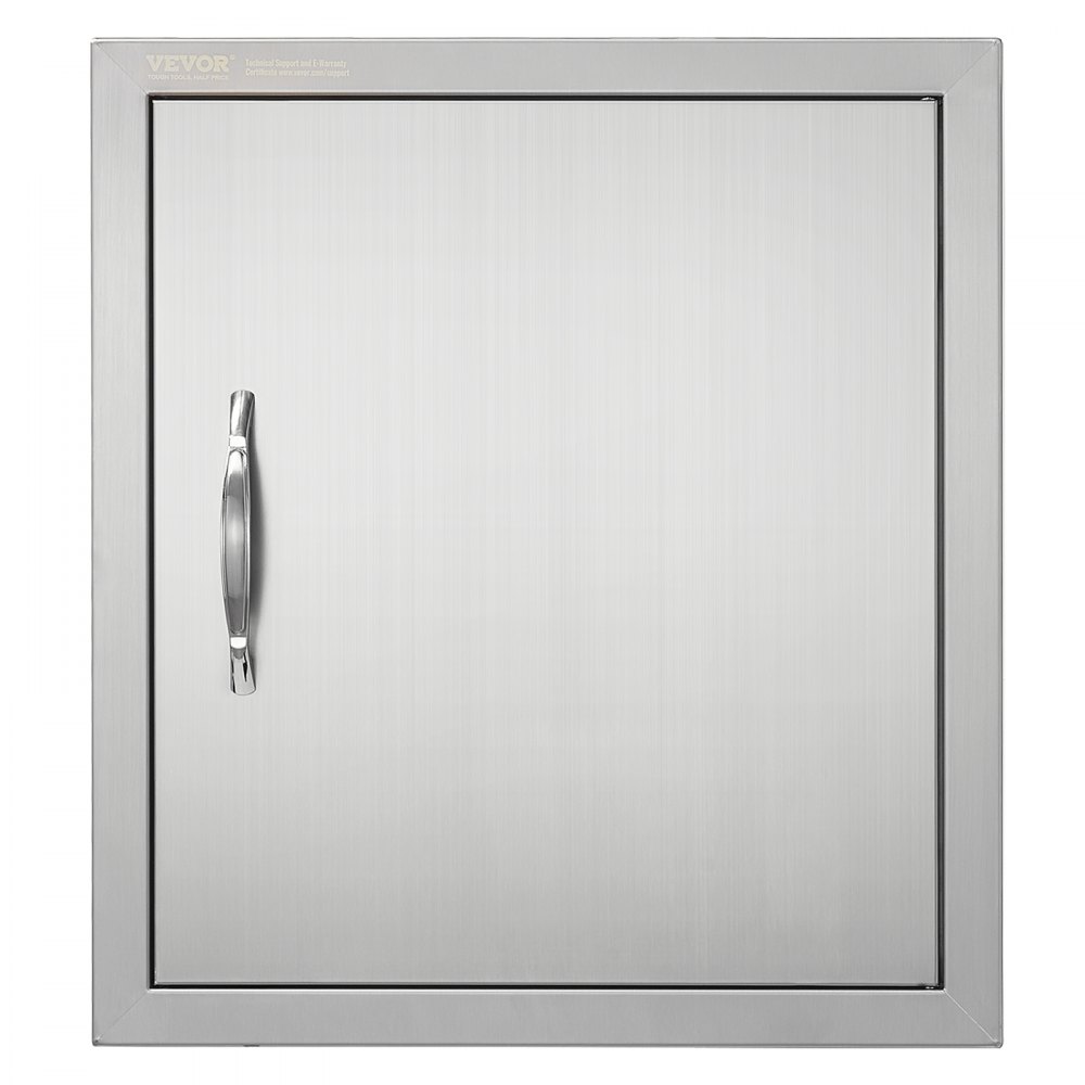 VEVOR BBQ Access Door, 18W x 20H Inch Single Outdoor Kitchen Door, Stainless Steel Flush Mount Door, Wall Vertical Door with Handle and Hook, for BBQ Island, Grilling Station, Outside Cabinet - DMMBSCJMYS18Q96CIV0