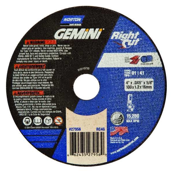 Norton Abrasives Gemini RightCut A AO Tipo 01/41 Rueda de corte angular - 66252823602