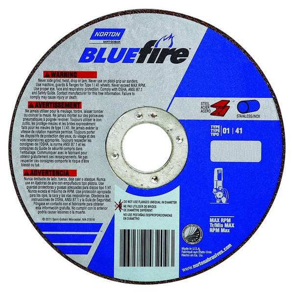 Rueda de corte Norton Abrasives, Blue Fire, 4-1/2"x.045"x7/8" - 66252843208