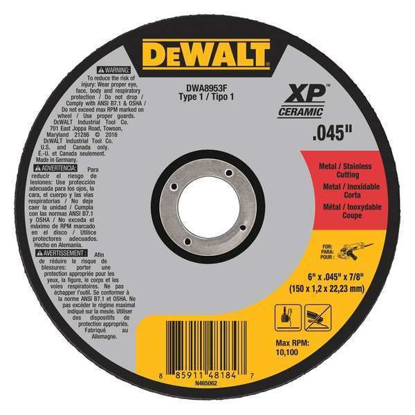 Rueda de corte Dewalt 6" x .045" x 7/8" T1 XP CER - DWA8953F