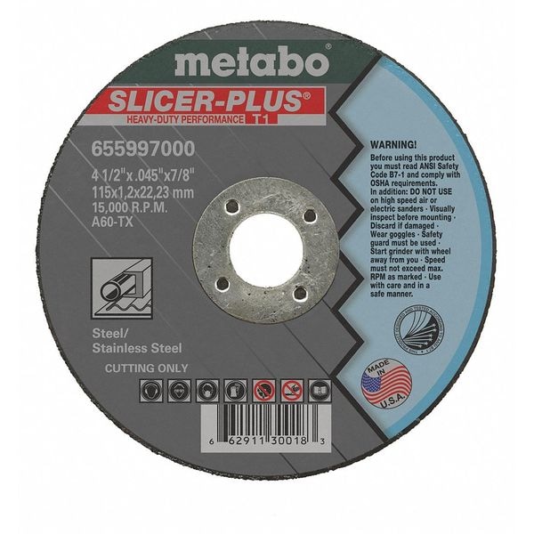 Rueda de corte Metabo, A60TX, 4-1/2"x.045"x7/8" - 655997000