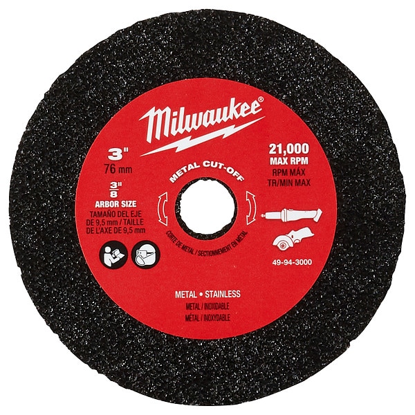 Rueda de corte de metal de 3" Milwaukee Tool, paquete de 3 unidades - 49-94-3000