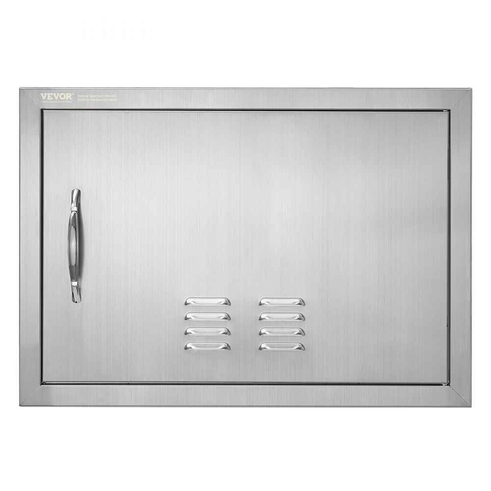 VEVOR BBQ Access Door, 24W x 17H Inch Single Outdoor Kitchen Door, Stainless Steel Flush Mount Door, Wall Vertical Door with Handle and vents, for BBQ Island, Grilling Station, Outside Cabinet - DMMBSCJMYS24NIM7FV0