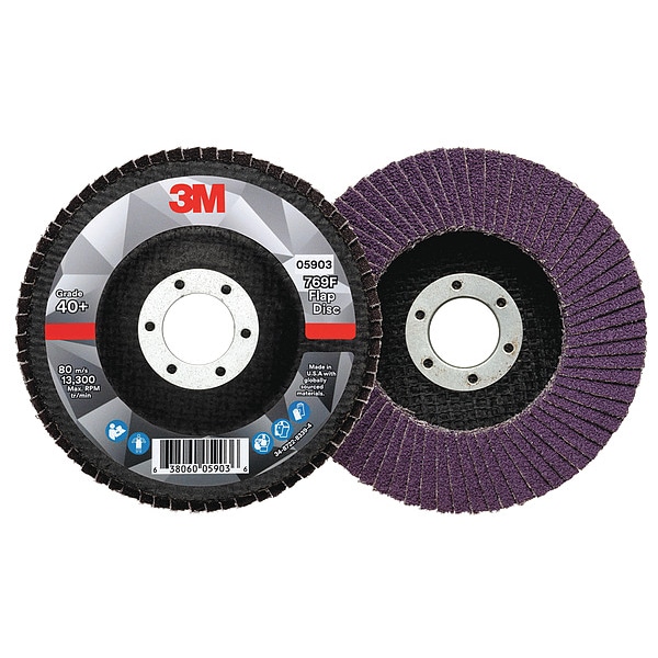 Disco de Láminas 3M, Tipo 27, 4 1/2 pulgadas x 7/8 pulgadas, Cerámica, 40 granos, Respaldo de Fibra de Vidrio, Densidad Estándar, 769F - 7100177446
