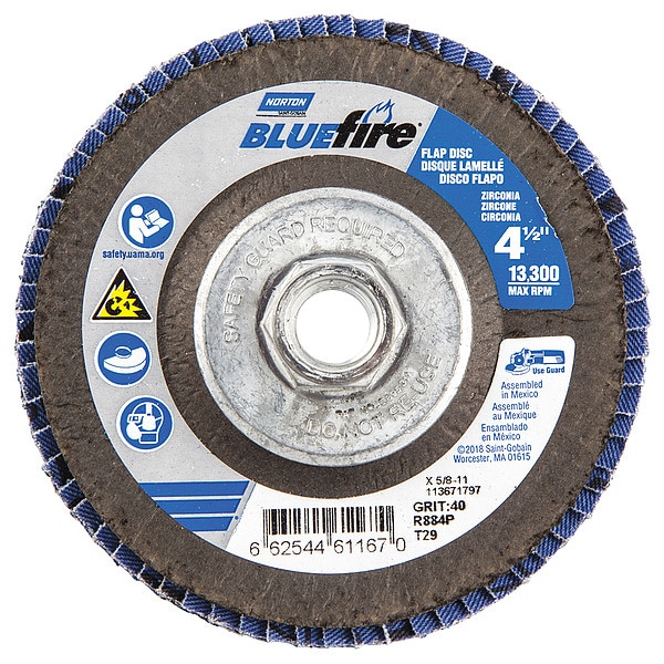 Disco de láminas Norton Abrasives, 4 1/2 pulg. x 40 grano, 5/8-11 - 66254461167