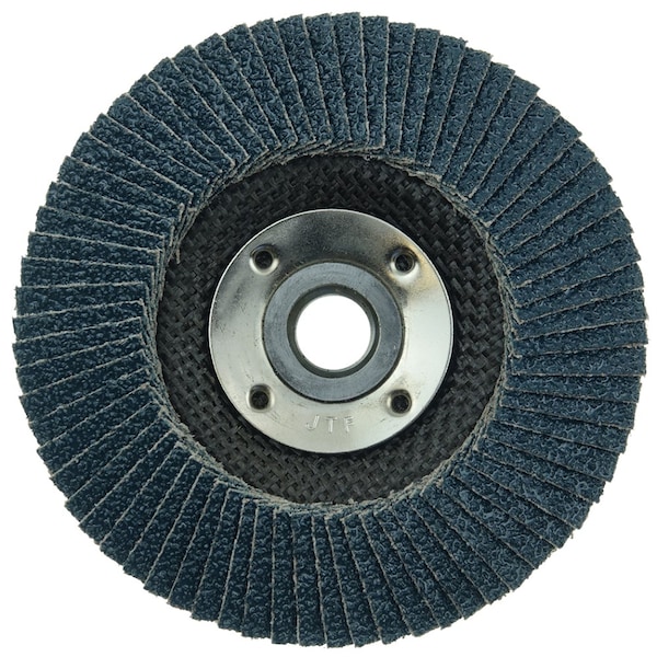 Disco abrasivo de aletas Weiler 4-1/2" Tiger Paw, Cónico (TY29), 40Z, 5/8"-11 UNC - 51124