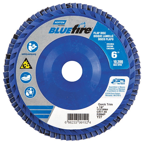 Disco de láminas Norton Abrasives, 6 pulgadas x 40 granos, 7/8 - 66623399152