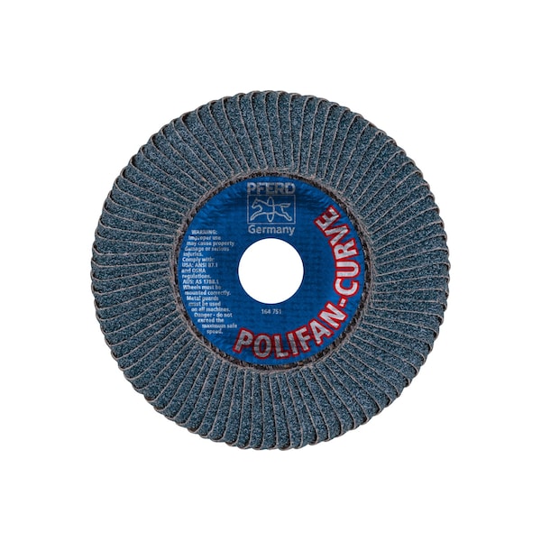 Disco de láminas POLIFAN® 5" x 7/8" A.H. - Z SGP CURVE STEELOX, Zirconia, 40 Granos, Radio Medio - 67196.