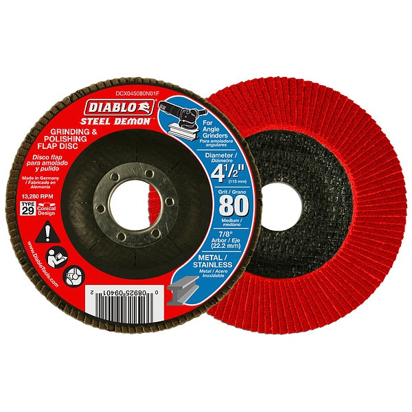 Disco de aletas para amolar y pulir Diablo, 4-1/2", 80G - DCX045080N01F