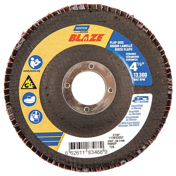 Disco de Láminas Norton Abrasives, Montaje en Arbor, 4-1/2 pulgadas, 60, Media - 66261183488