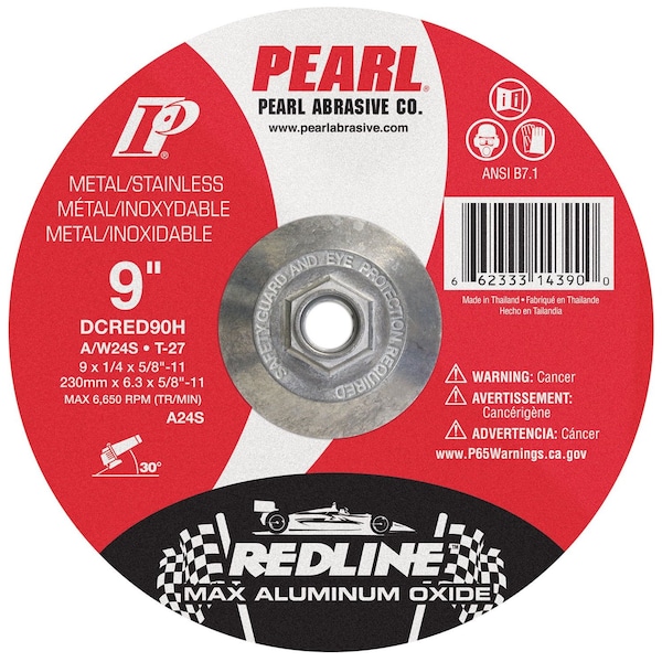 Pearl Redline Max A.O. Depressed Center Grinding Wheel 9 x 1/4 x 7/8 A/WA24R T-27 - DCRED90

Rueda de esmerilado de centro deprimido Pearl Redline Max A.O. 9 x 1/4 x 7/8 A/WA24R T-27 - DCRED90