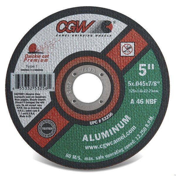 Rueda plana delgada de centro deprimido Cgw Abrasives, 6 pulgadas de diámetro x 0.045 pulgadas de grosor, agujero central de 7/8 pulgadas, grano 46, óxido de aluminio - 70115.