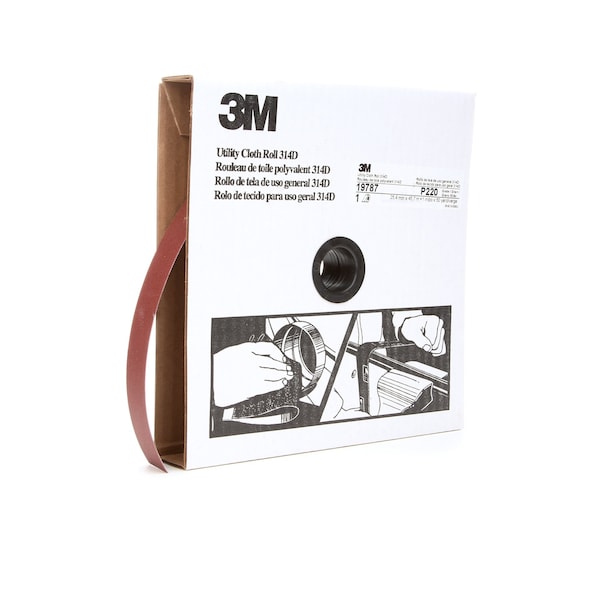Rollo de tela Utility de 3M, 1"x50yd, granulado P220, paquete de 5 - 7000118509