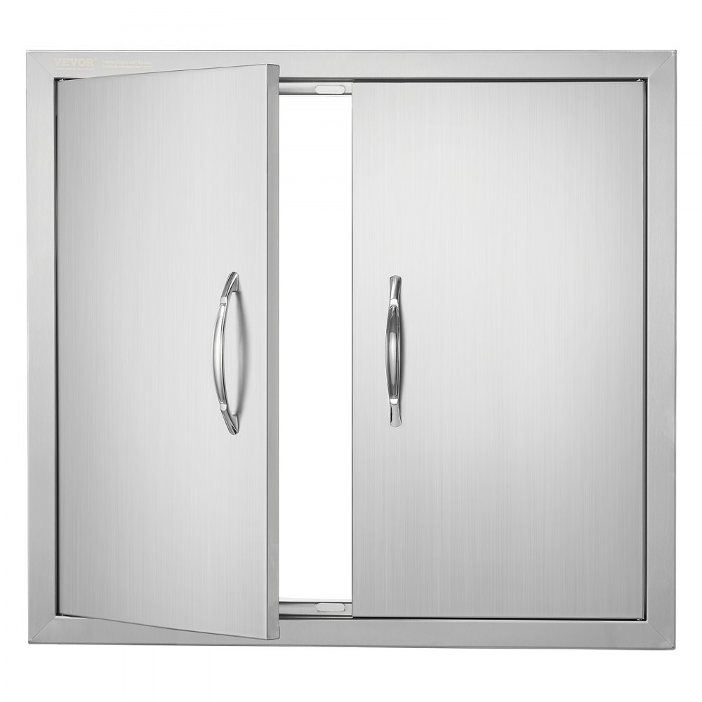 VEVOR BBQ Access Door, 26W x 24H Inch Double Outdoor Kitchen Door, Stainless Steel Flush Mount Door, Wall Vertical Door with Handles, for BBQ Island, Grilling Station, Outside Cabinet - SMMBSCJMYS266WJ57V0