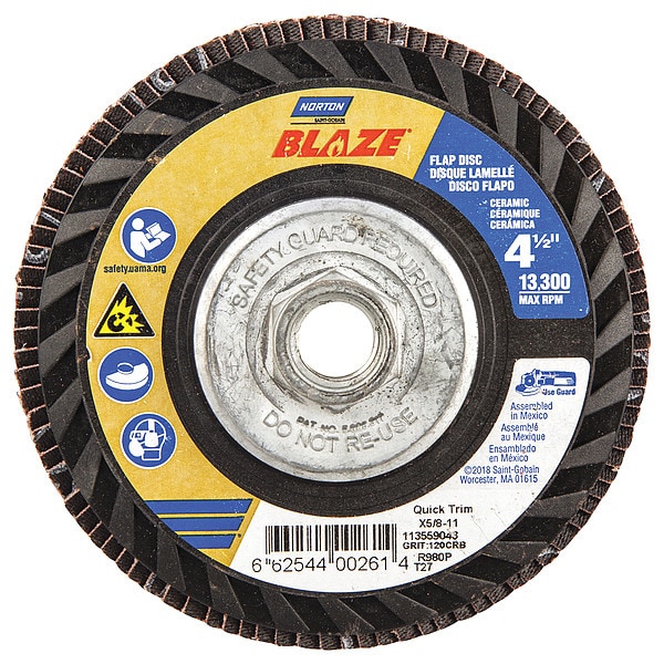 Disco de láminas Norton Abrasives, 4 1/2 pulgadas x 120 gr, 5/8-11 - 66254400261
