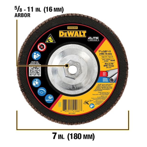 Disco de aletas Dewalt 7" x 5/8"-11 40G T29 XP CER FLAP DISC - DWA8286H