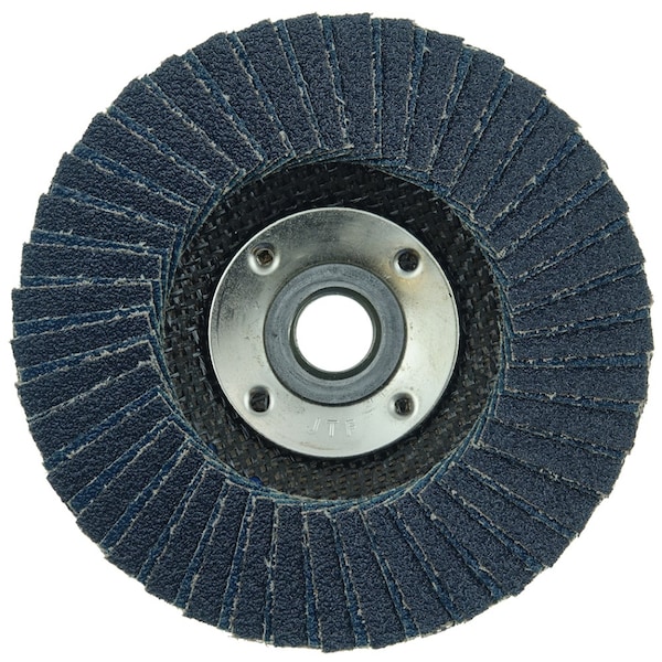 Disco de láminas Weiler 4-1/2" Tiger X, plano (TY27), respaldo fenólico, 80Z, 5/8-11" - 51228