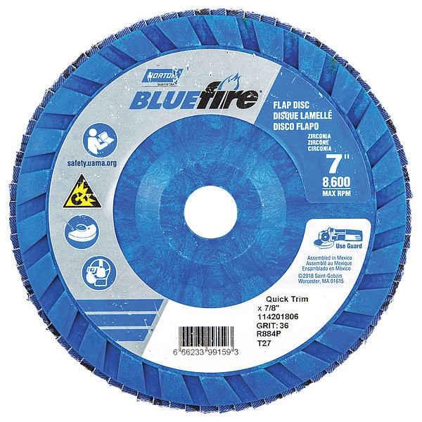 Disco de Láminas Norton Abrasives, 7 pulgadas x 36 grano, 7/8 - 66623399159