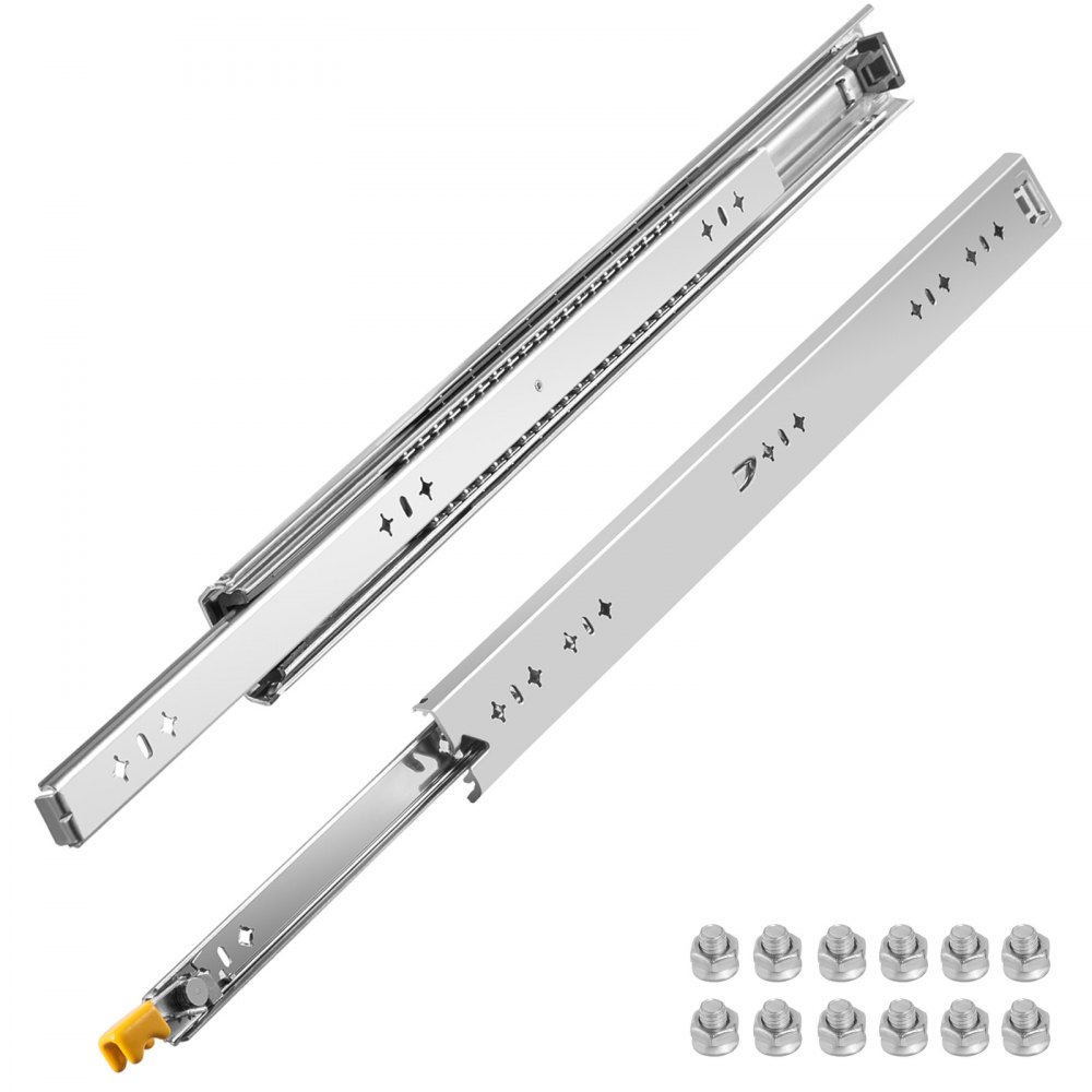 VEVOR Heavy Duty Drawer Slides 2PCS Drawer Slides 28" Locking Drawer Slides 250LBS Capacity Heavy Duty Slides Three Section Full Extension Drawer Slide Cold-Rolled Steel Industrial Drawer Slides - CTDG250B28YCWS001V0
