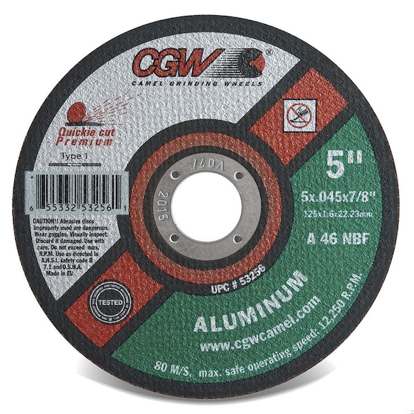 Cgw Abrasivos Quickie Cut Rueda plana delgada con centro deprimido, 6 pulgadas de diámetro x 0.045 pulgadas de grosor, 46 granos, abrasivo de óxido de aluminio - 45148