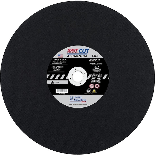 United Abrasives/Sait United Abrasives - Sait Rueda de corte tipo 1 A46N 14" x 3/32" x 1" 46 Granos de óxido de aluminio - 24052