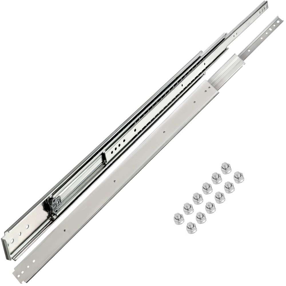 VEVOR Drawer Slides, 1 Pair 48 Inch Heavy Duty Drawer Slides, Ball Bearing Side Mount Drawer Hardware Slides, 500 LBS Load Capacity 3-Section Full Extension Drawer Slides for Smooth Slide, Less Noise - CTDGBYCW500482ELXV0