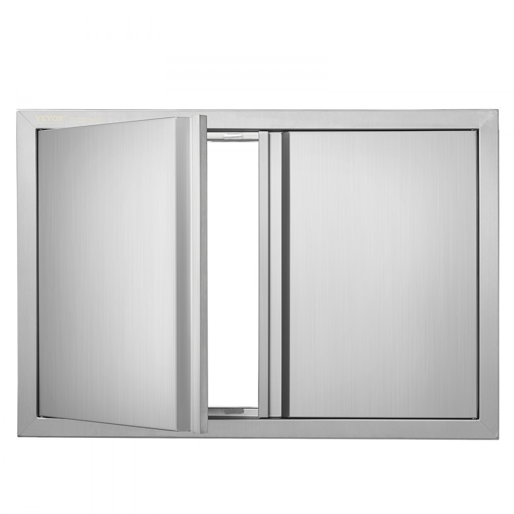 VEVOR BBQ Access Door, 28W x 19H Inch Double Outdoor Kitchen Door, Stainless Steel Flush Mount Door, Wall Vertical Door with Recessed Handles , for BBQ Island, Grilling Station, Outside Cabinet - SMABSCJMYS28PNV9UV0