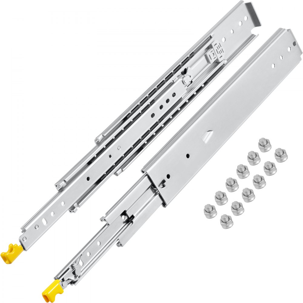 VEVOR Drawer Slides with Lock, 1 Pair 24 inch, Heavy-Duty Industrial Steel up to 500 lbs Capacity, 3-Fold Full Extension, Ball Bearing Lock-in & Lock-Out, Side Mount - SDSSSCTD245001IEUV0