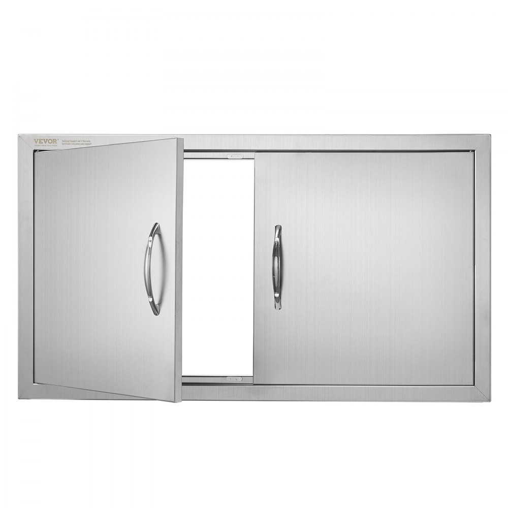 VEVOR BBQ Access Door, 34W x 19H Inch Double Outdoor Kitchen Door, Stainless Steel Flush Mount Door, Wall Vertical Door with Handles, for BBQ Island, Grilling Station, Outside Cabinet - SMMBSCJMYS34XOA2HV0